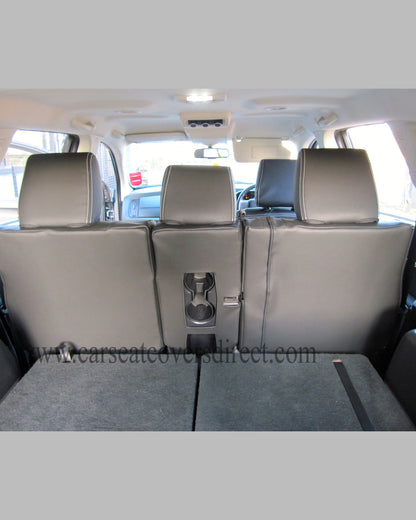 car Seat Covers DODGE JOURNEY. Charcoal leatherette Sides & Beige Centers and Beige Stitching.