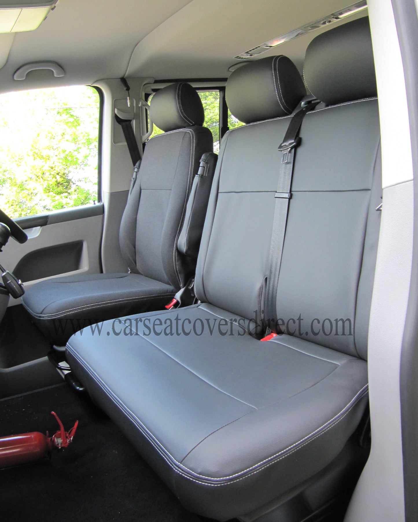Volkswagen Transporter T5 9 Seater Black Seat Covers with Double Top Stitching