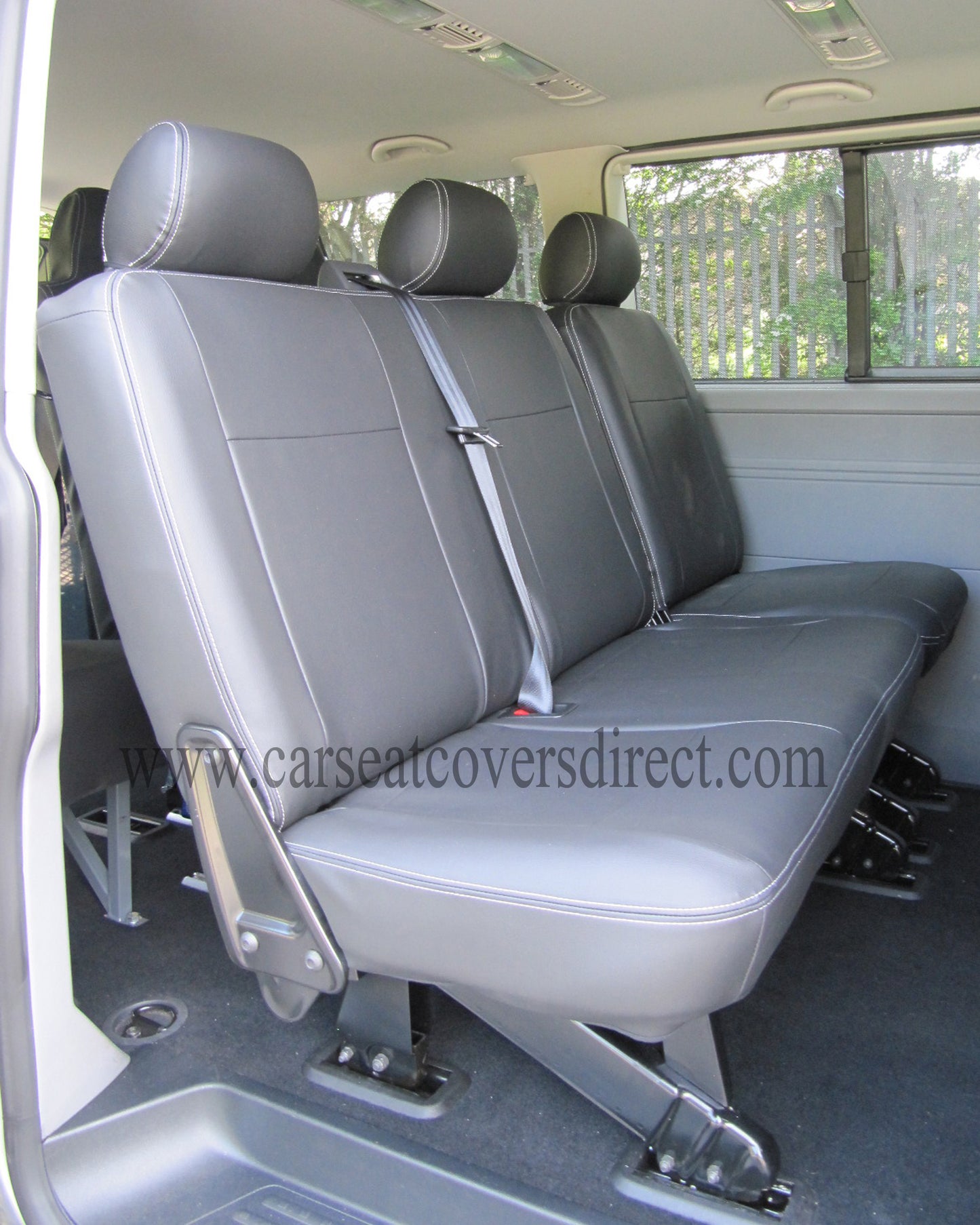 Volkswagen Transporter T5 9 Seater Black Seat Covers with Double Top Stitching