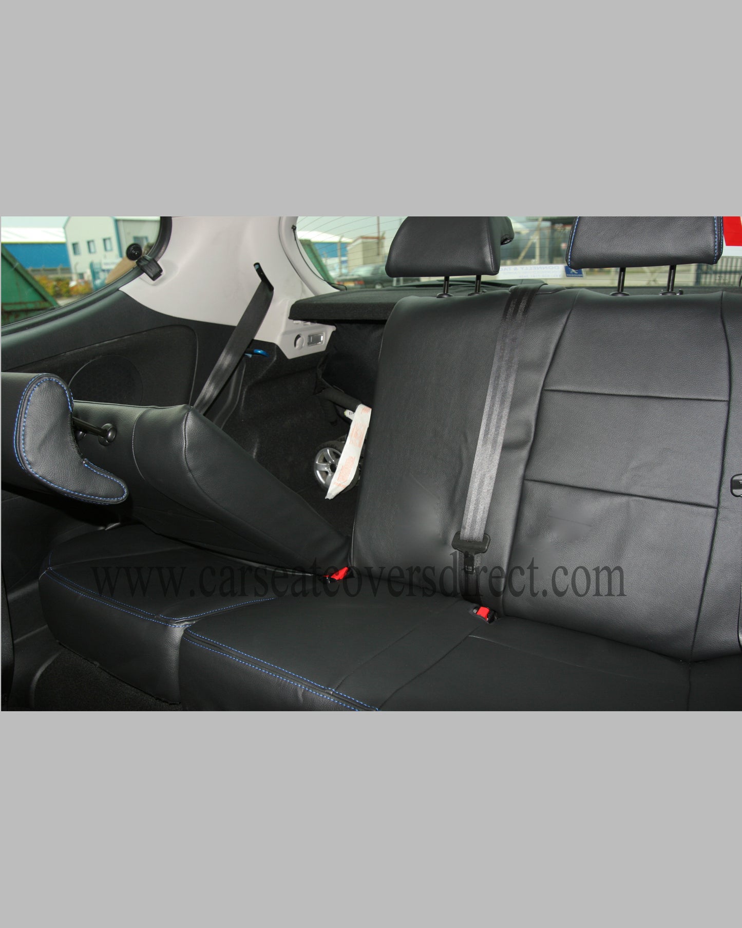Peugeot 207 Black Leatherette Seat Covers With Silver Stitching