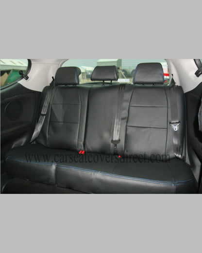 Peugeot 207 Black Leatherette Seat Covers With Silver Stitching