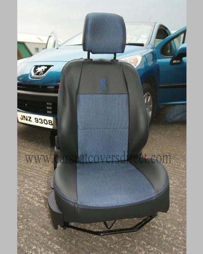 Peugeot 207 Black Leatherette With Blue Stitching Seat Covers
