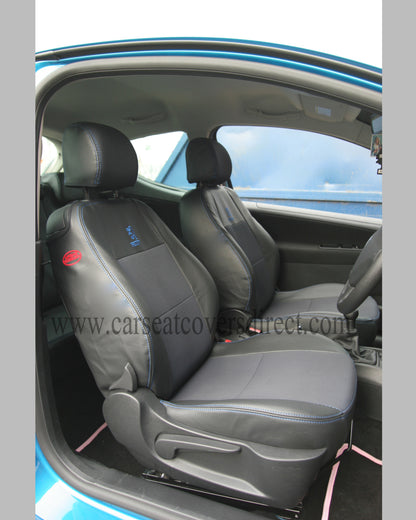Peugeot 207 Black Leatherette With Blue Stitching Seat Covers