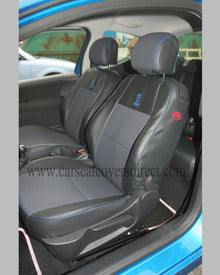 Peugeot 207 Black Leatherette With Blue Stitching Seat Covers