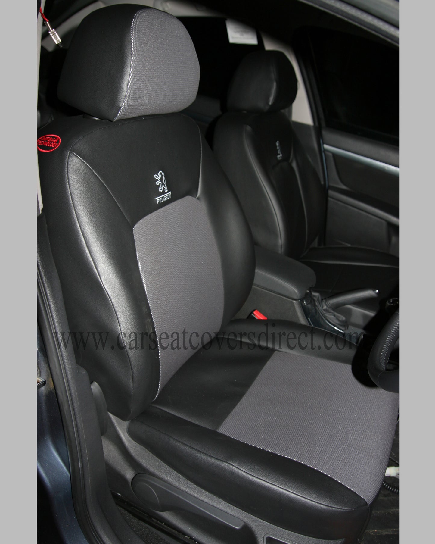 Peugeot 407 Black Leatherette And Grey Cloth Centres Seat Covers
