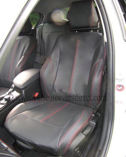 BMW 1 Series F20 Black Leatherette With Red Stitching Seat Covers