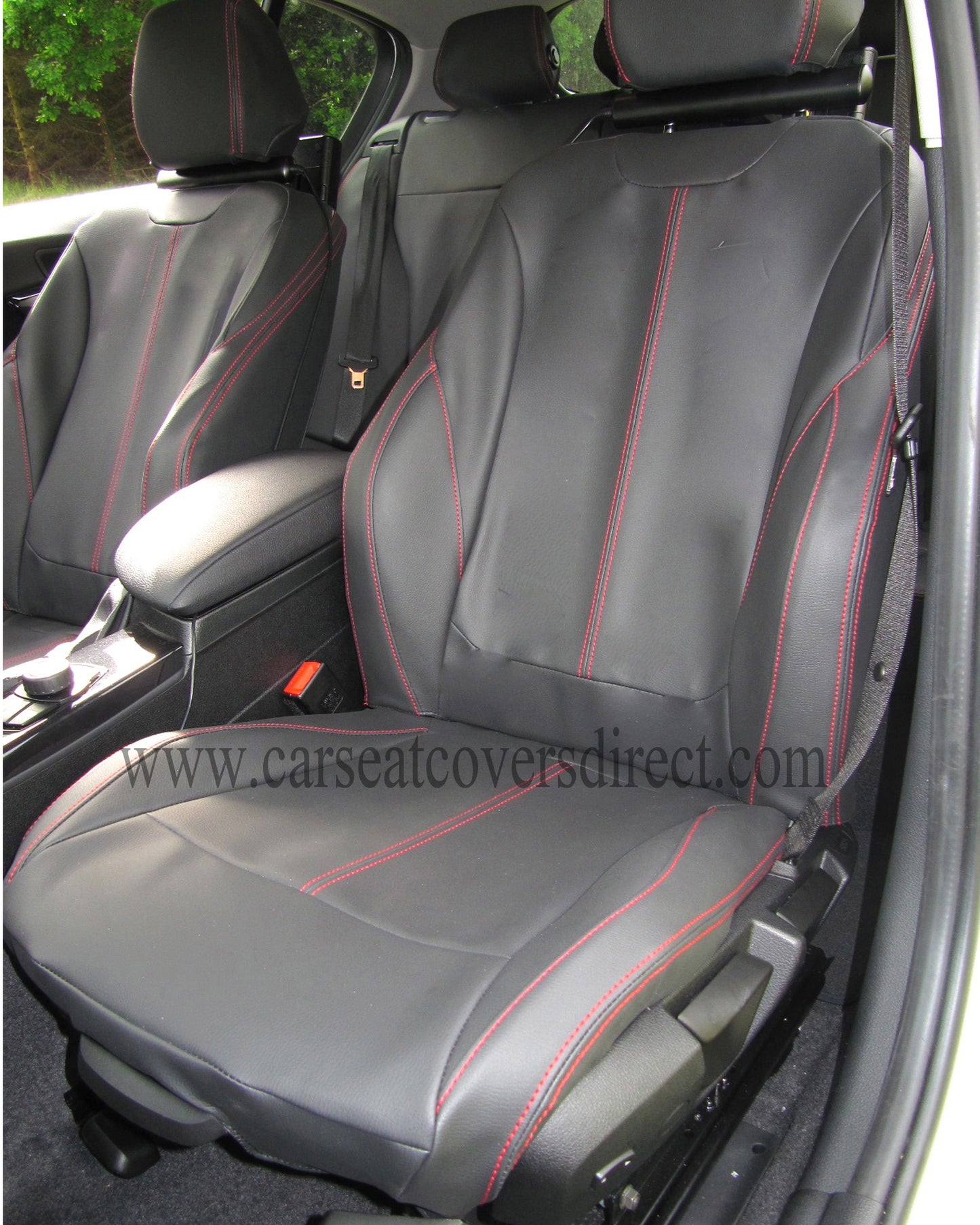 BMW 1 Series F20 Black Leatherette With Red Stitching Seat Covers