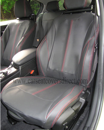 BMW 1 Series F20 Black Leatherette With Red Stitching Seat Covers