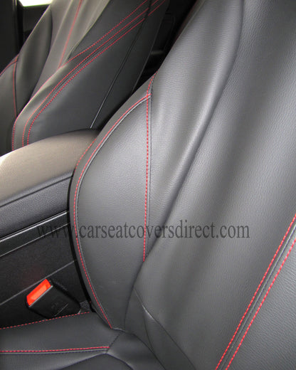 BMW 1 Series F20 Black Leatherette With Red Stitching Seat Covers