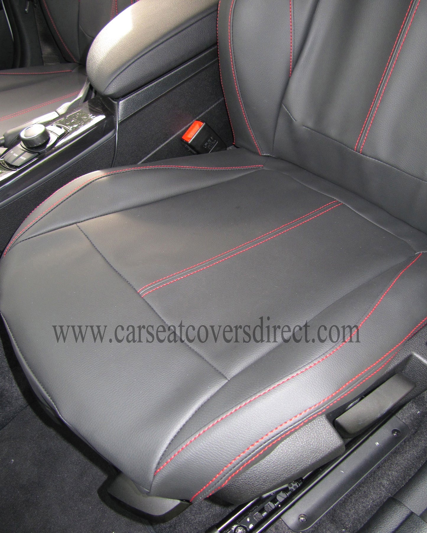 BMW 1 Series F20 Black Leatherette With Red Stitching Seat Covers