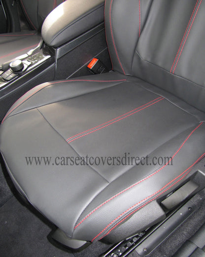 BMW 1 Series F20 Black Leatherette With Red Stitching Seat Covers