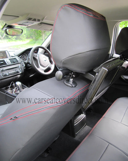 BMW 1 Series F20 Black Leatherette With Red Stitching Seat Covers