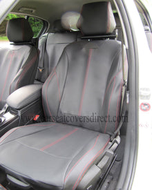 BMW 1 Series F20 Black Leatherette With Red Stitching Seat Covers