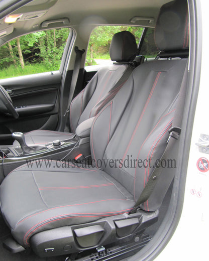 BMW 1 Series F20 Black Leatherette With Red Stitching Seat Covers
