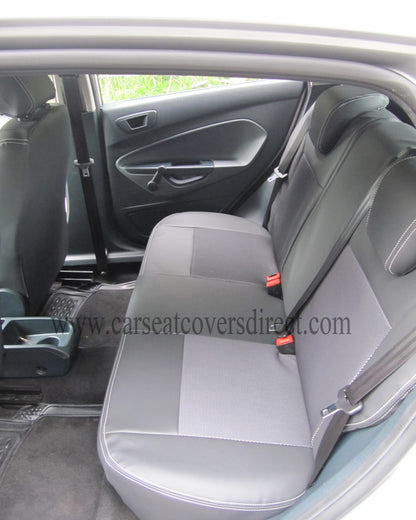 Ford Fiesta Edge 6th Gen Black Leatherette & Cloth Centres Seat Covers