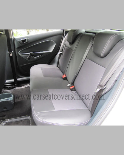 Ford Fiesta Edge 6th Gen Black Leatherette & Cloth Centres Seat Covers