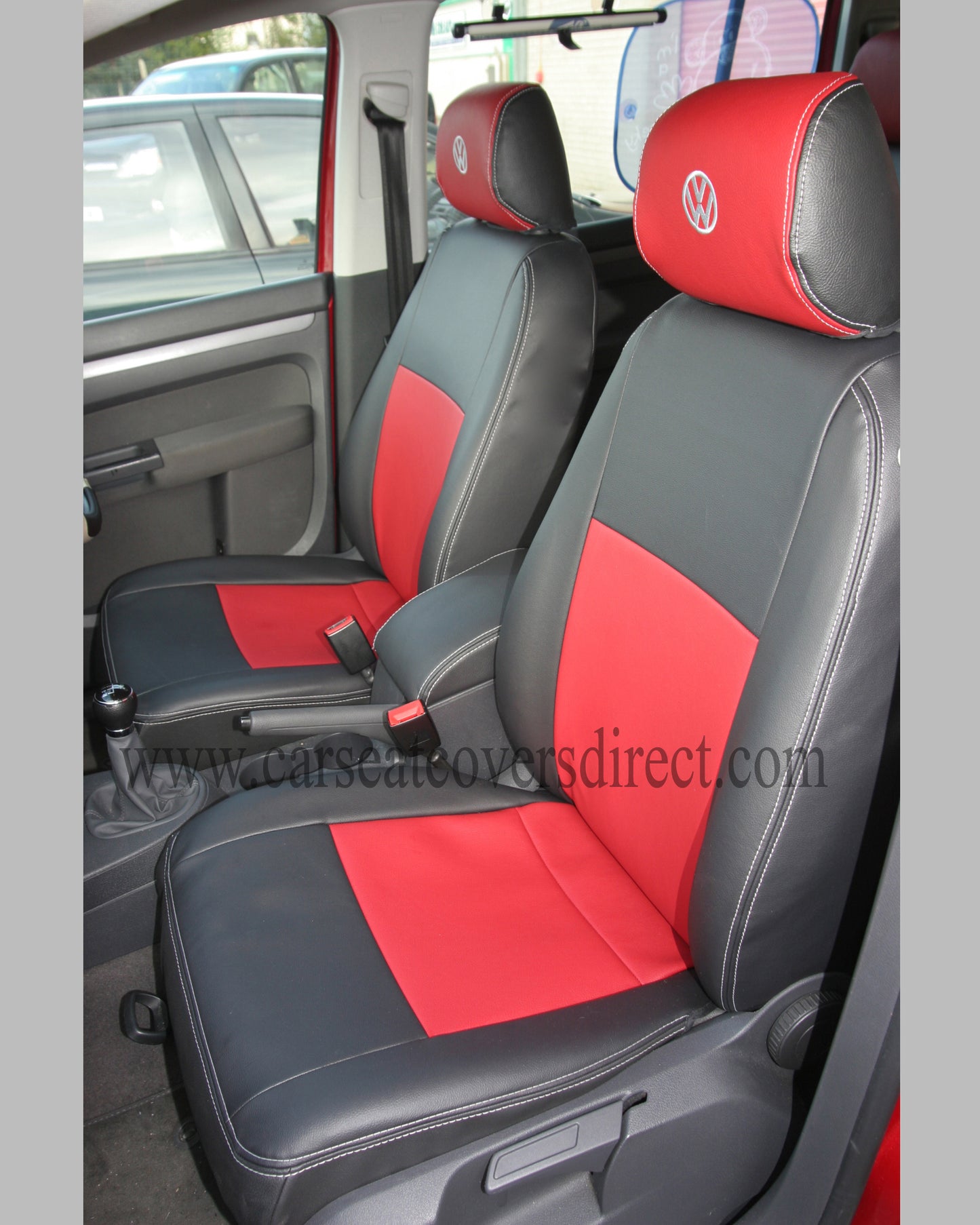 VOLKSWAGEN VW TOURAN Black & red Seat Covers 7 seats