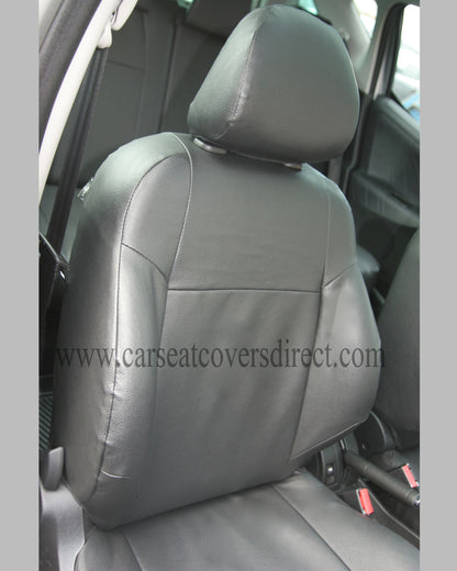 Peugeot 207 Black Leatherette Seat Covers With Silver Stitching