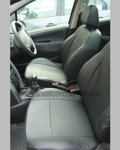 Peugeot 207 Black Leatherette Seat Covers With Silver Stitching