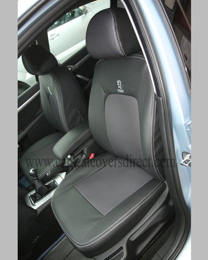 Peugeot 407 Black Leatherette And Grey Cloth Centres Seat Covers