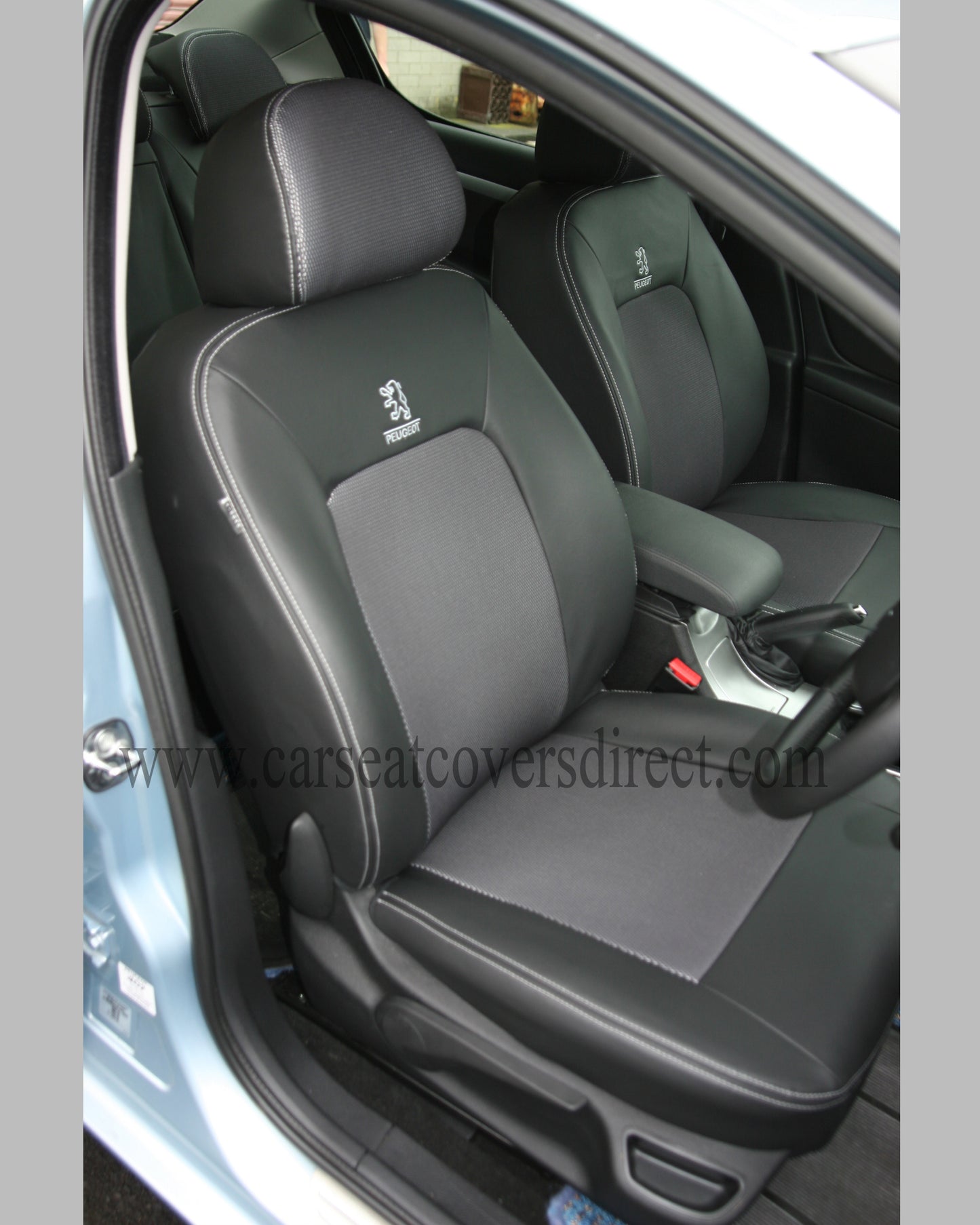Peugeot 407 Black Leatherette And Grey Cloth Centres Seat Covers