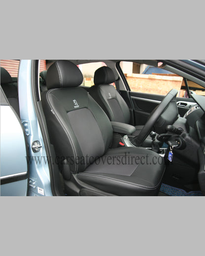 Peugeot 407 Black Leatherette And Grey Cloth Centres Seat Covers