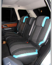 Range Rover Sport Seat Covers - Charcoal PVC with Sea Green Side Panels