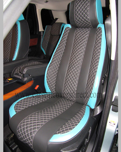 Range Rover Sport Seat Covers - Charcoal PVC with Sea Green Side Panels