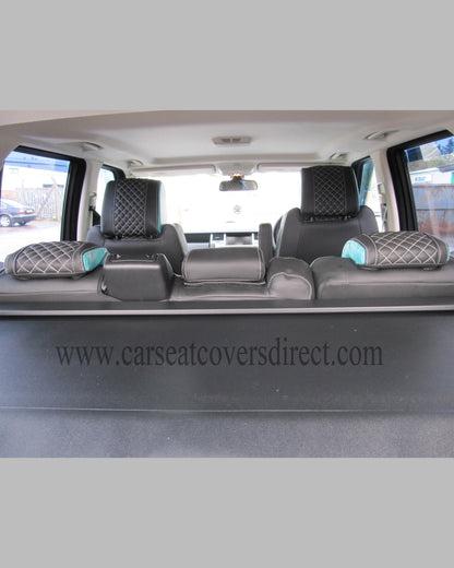 Range Rover Sport Seat Covers - Charcoal PVC with Sea Green Side Panels