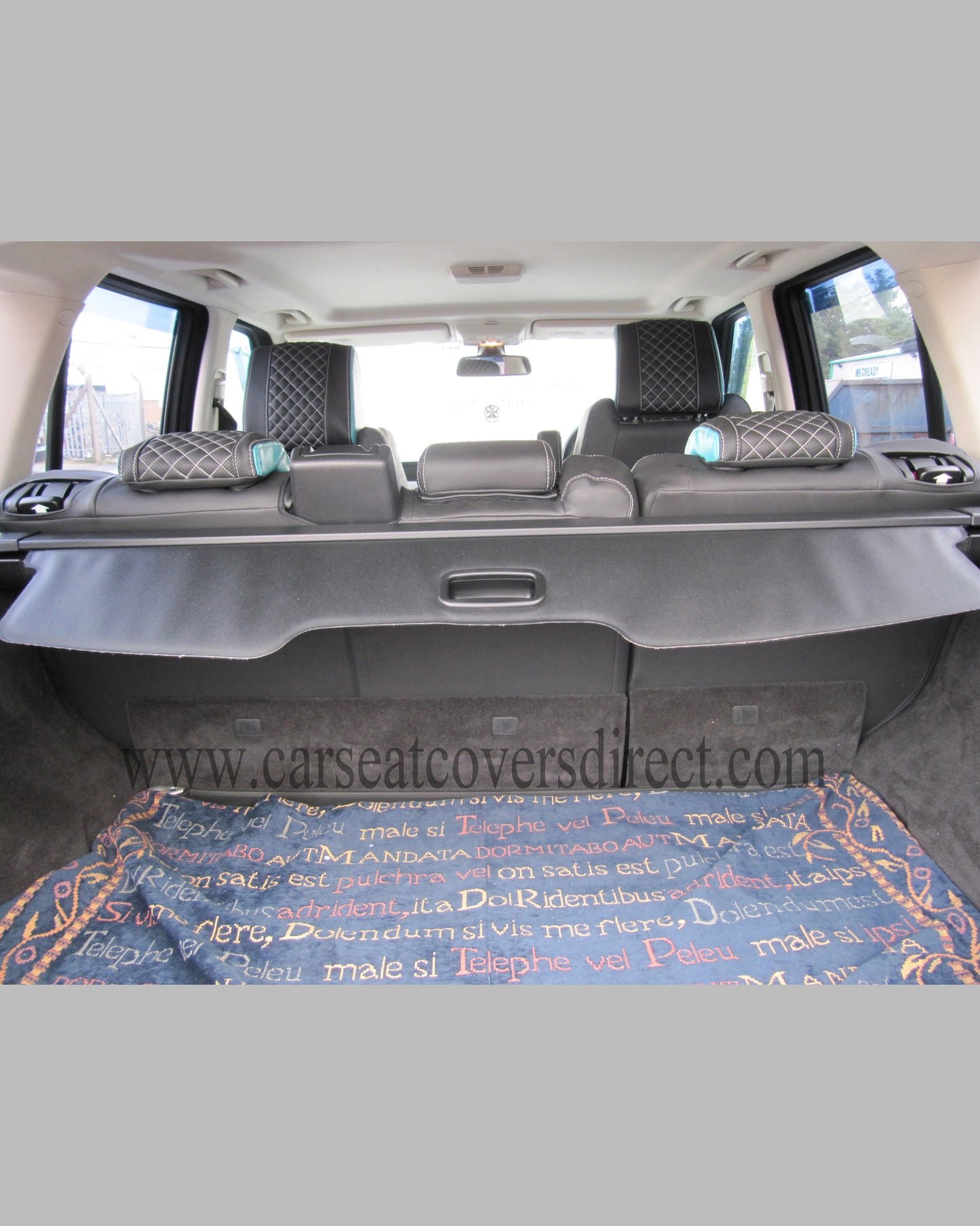 Range Rover Sport Seat Covers - Charcoal PVC with Sea Green Side Panels