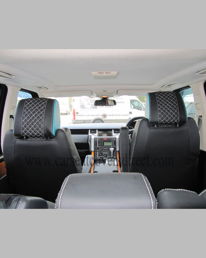 Range Rover Sport Seat Covers - Charcoal PVC with Sea Green Side Panels