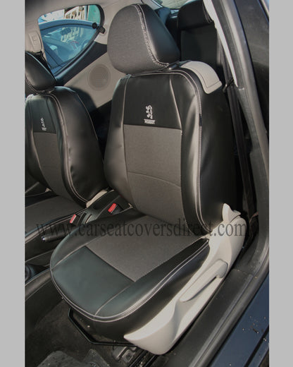 Peugeot 207 Black Leatherette Seat Covers With Silver Stitching
