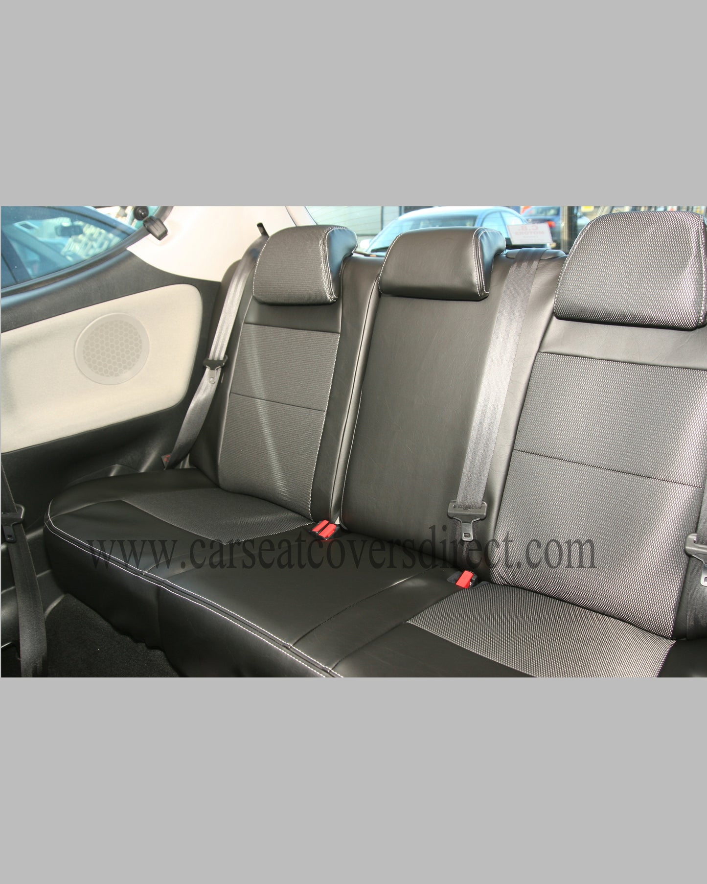 Peugeot 207 Black Leatherette Seat Covers With Silver Stitching