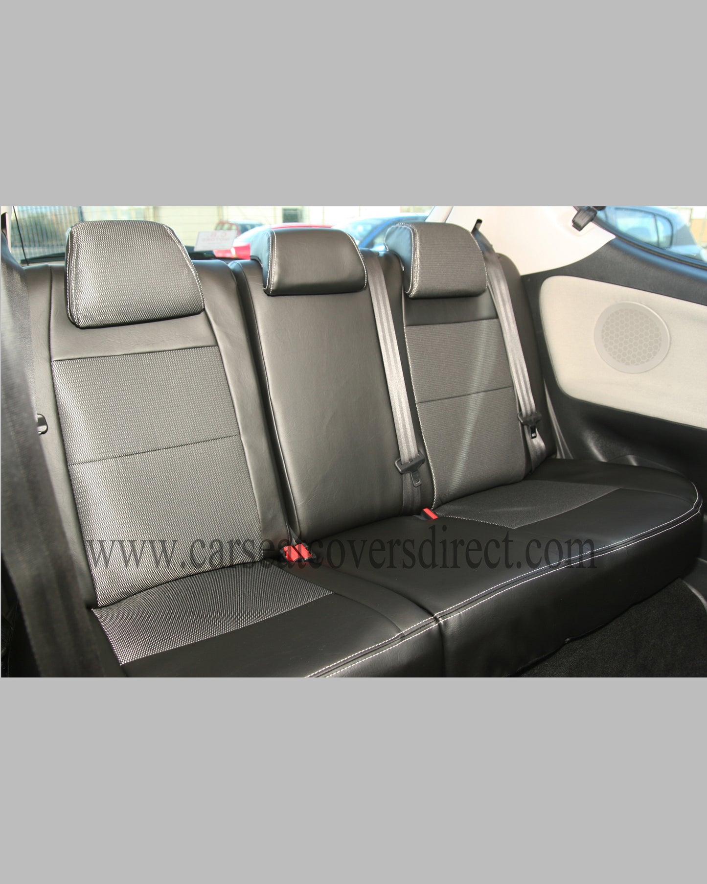 Peugeot 207 Black Leatherette Seat Covers With Silver Stitching
