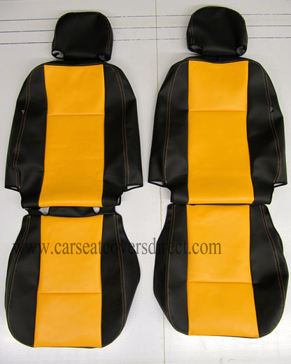 Land Rover Defender BLACK AND ORANGE LEATHERETTE seat covers