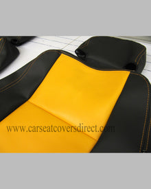 Land Rover Defender BLACK AND ORANGE LEATHERETTE seat covers