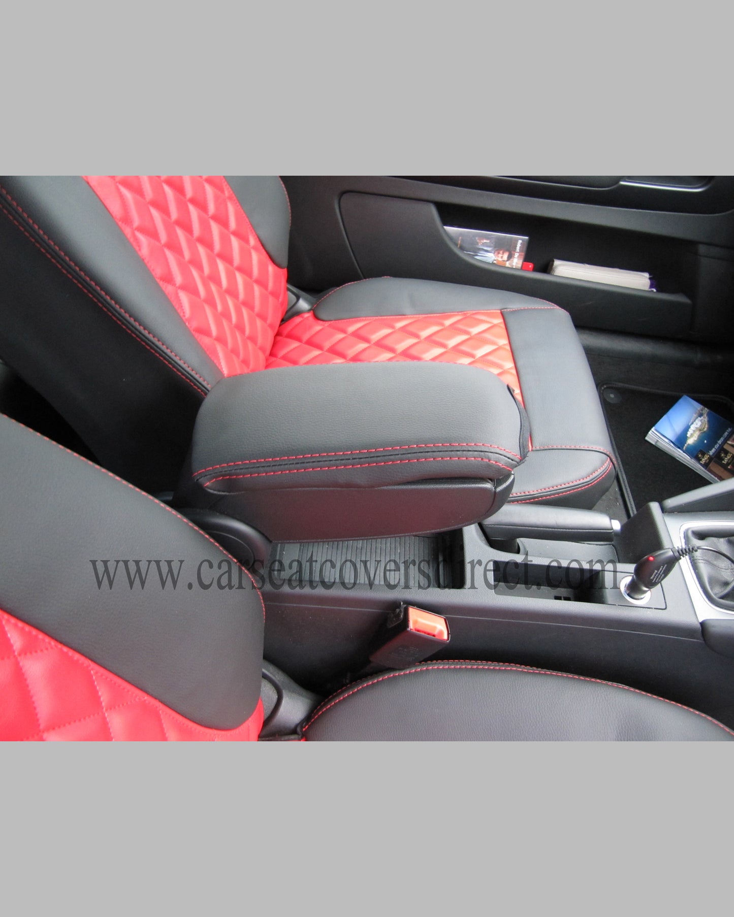 Audi A3 Seat Covers - Black & Red Diamond Stitched