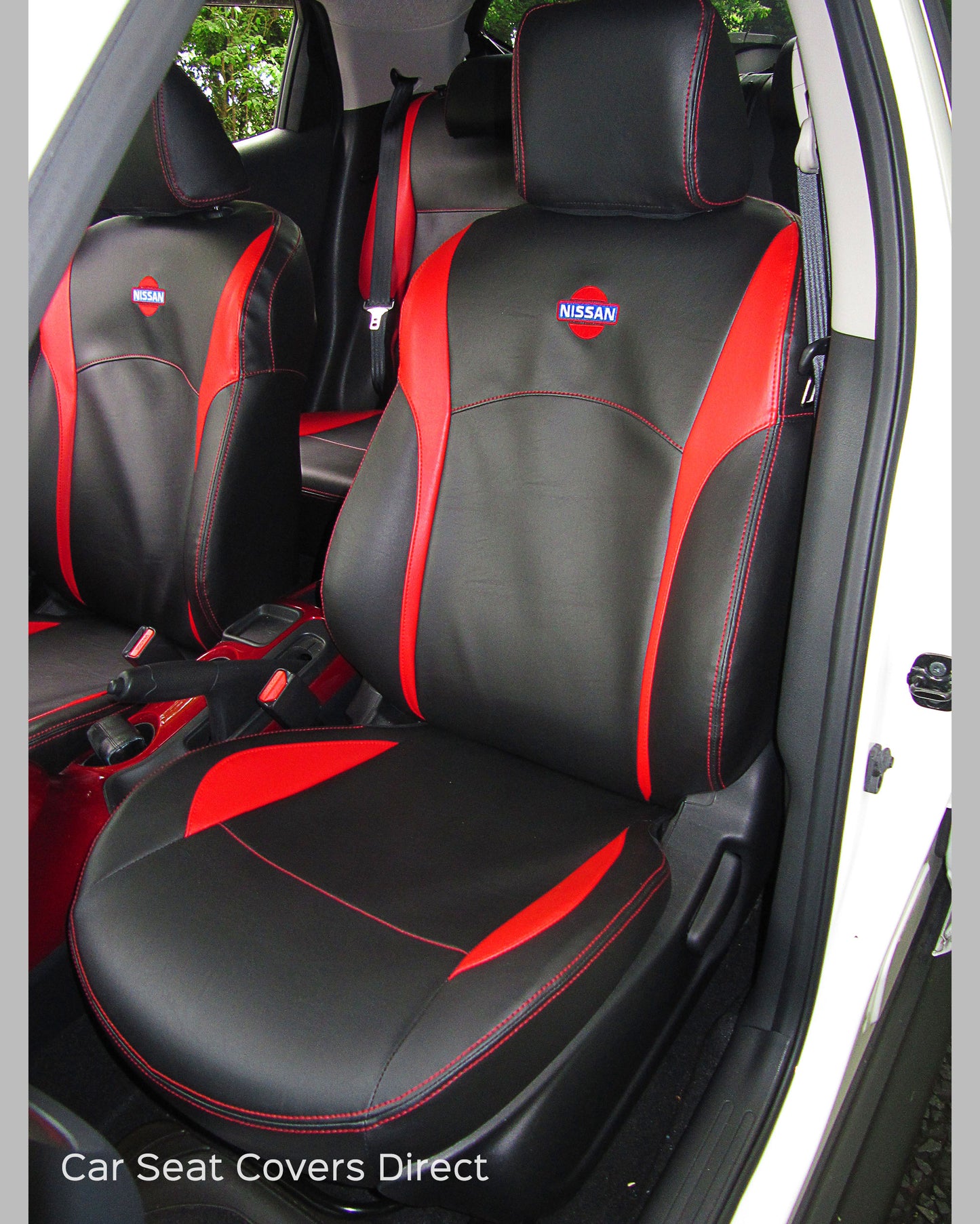 Nissan Juke Tailored Seat Covers - Black with Red Sides & Stitching