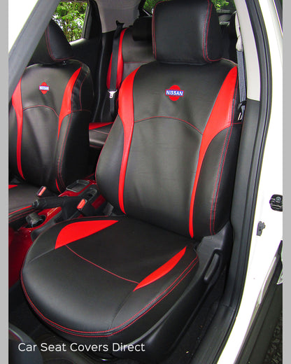 Nissan Juke Tailored Seat Covers - Black with Red Sides & Stitching