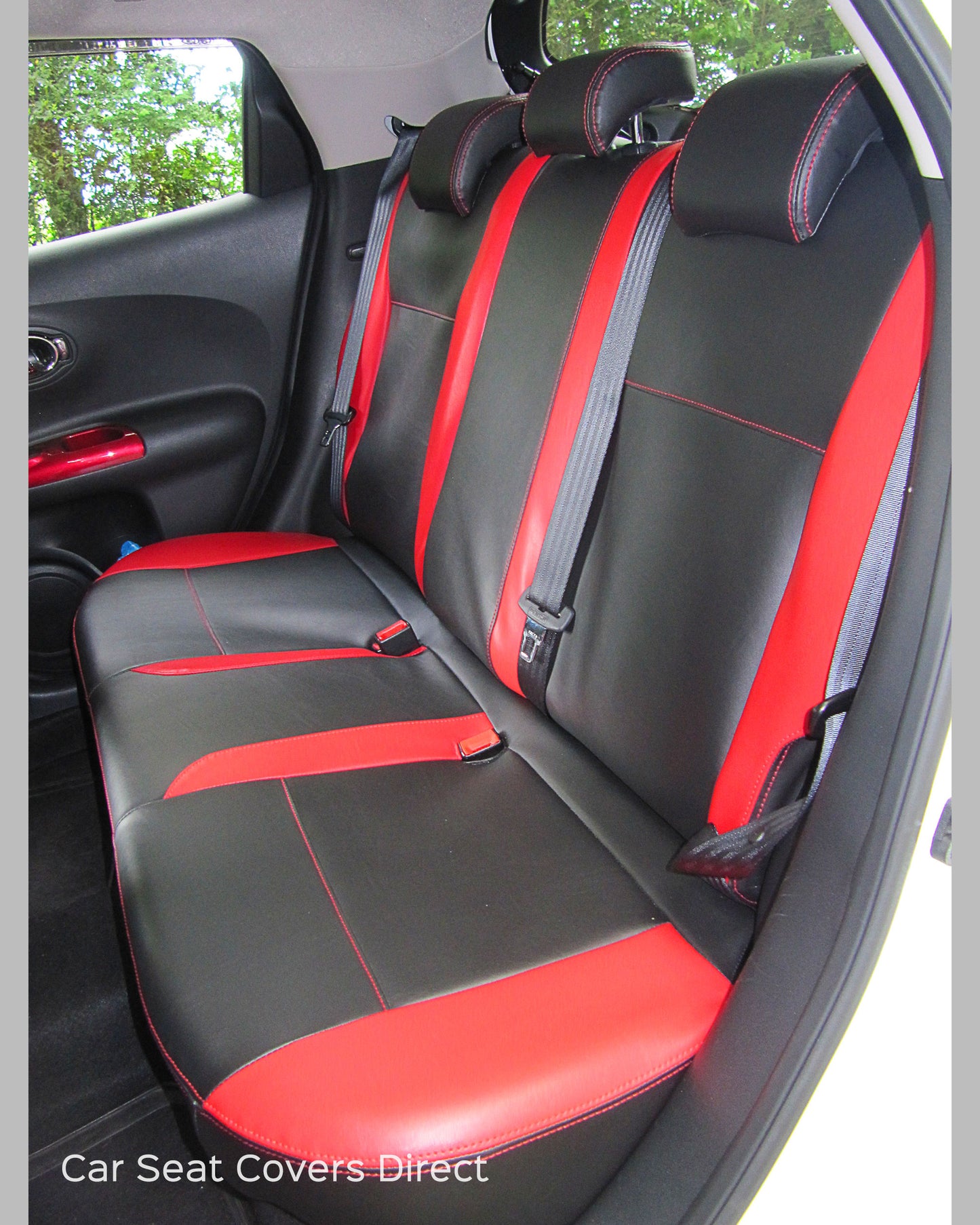 Nissan Juke Tailored Seat Covers - Black with Red Sides & Stitching