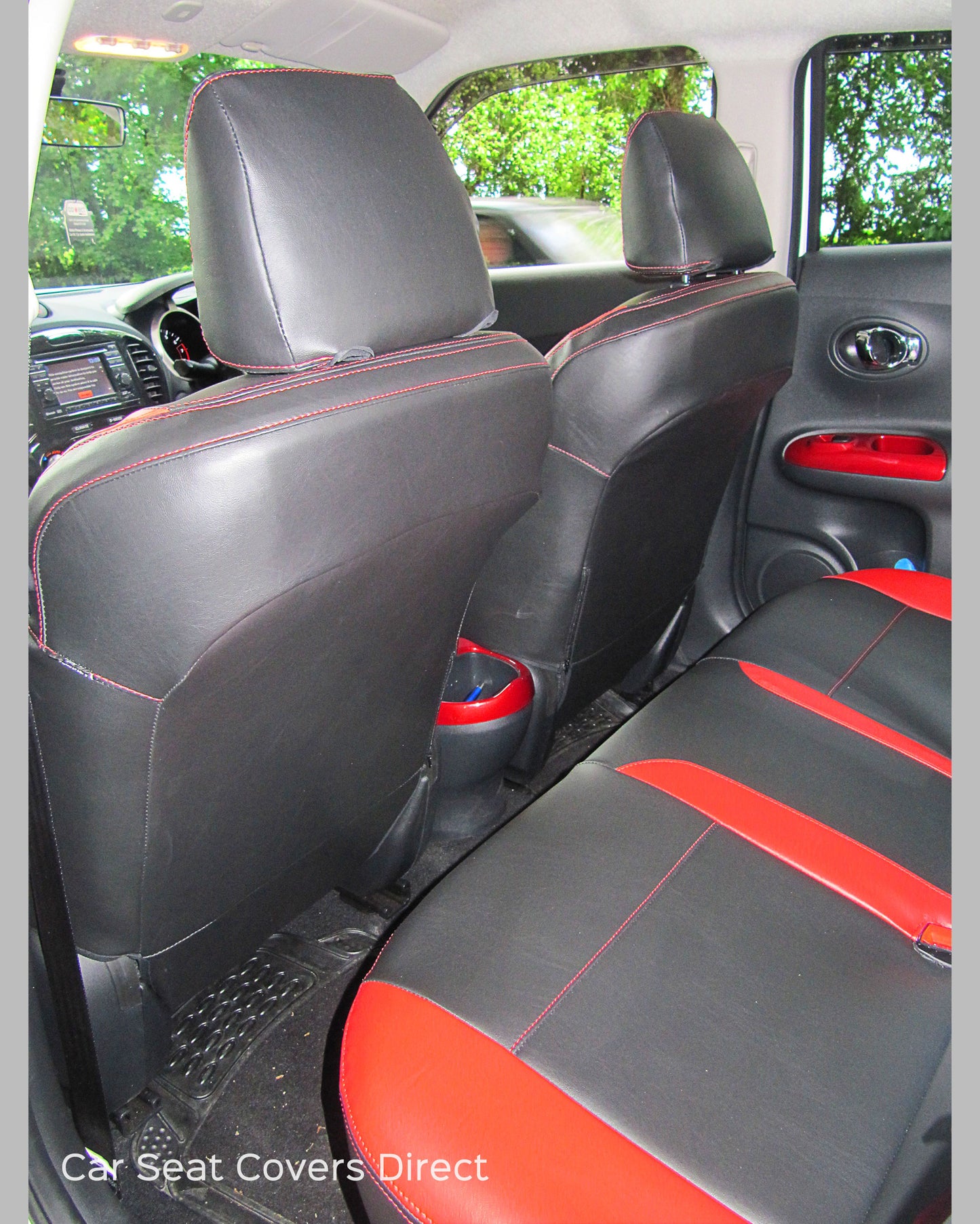 Nissan Juke Tailored Seat Covers - Black with Red Sides & Stitching