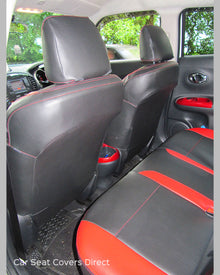 Nissan Juke Tailored Seat Covers - Black with Red Sides & Stitching
