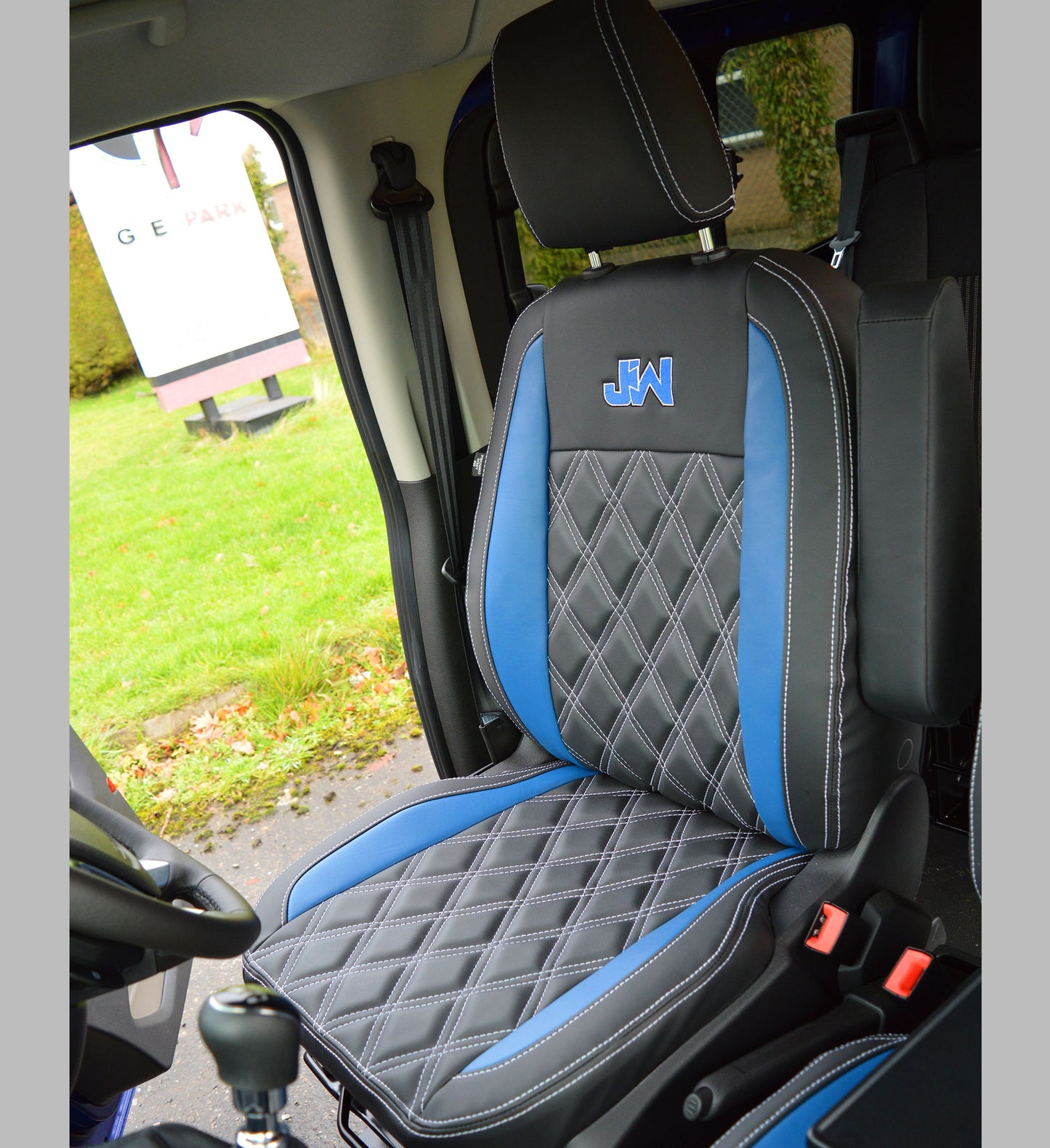Ford Transit - Blue Inserts & Silver Diamond Quilting