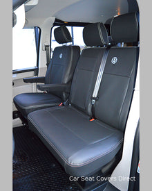 Volkswagen VW Transporter T6 Kombi Seat Covers - Charcoal PVC with Fabri and Logos