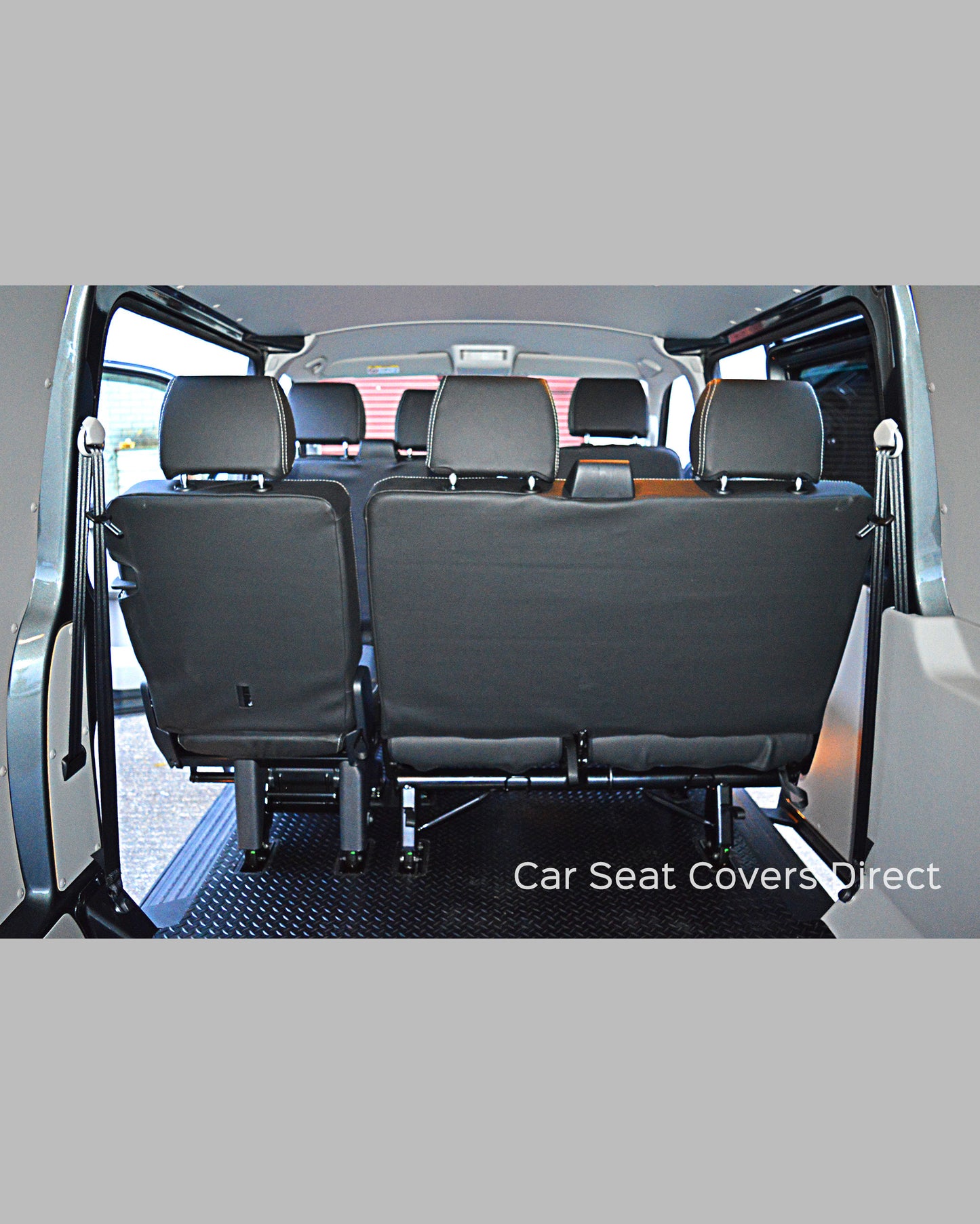 Volkswagen VW Transporter T6 Kombi Seat Covers - Charcoal PVC with Fabri and Logos