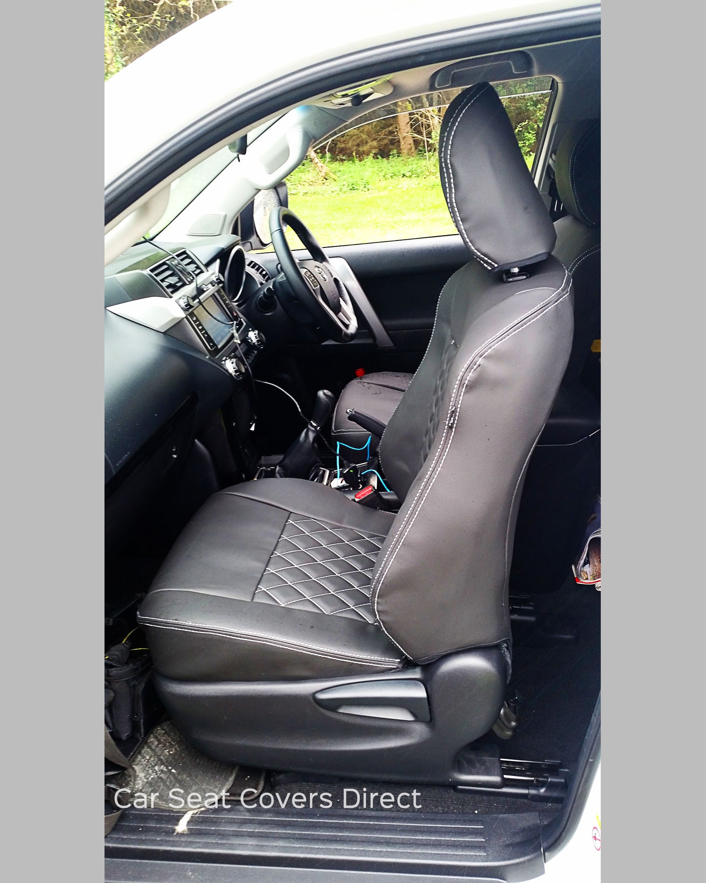 Toyota Land Cruiser Charcoal Diamond Tailored Seat Covers With Logos (2007 - Present)  X 2 SeatS