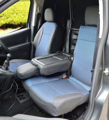 Peugeot Partner Tailored Leatherette & Fabric Van Seat Covers With Blue DTS Stitching