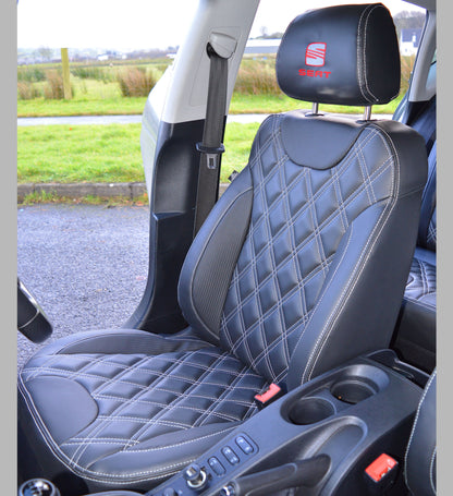 Seat Leon MK2 Tailored Leather Look Diamond Quilted Seat Covers (2005 - 2012)