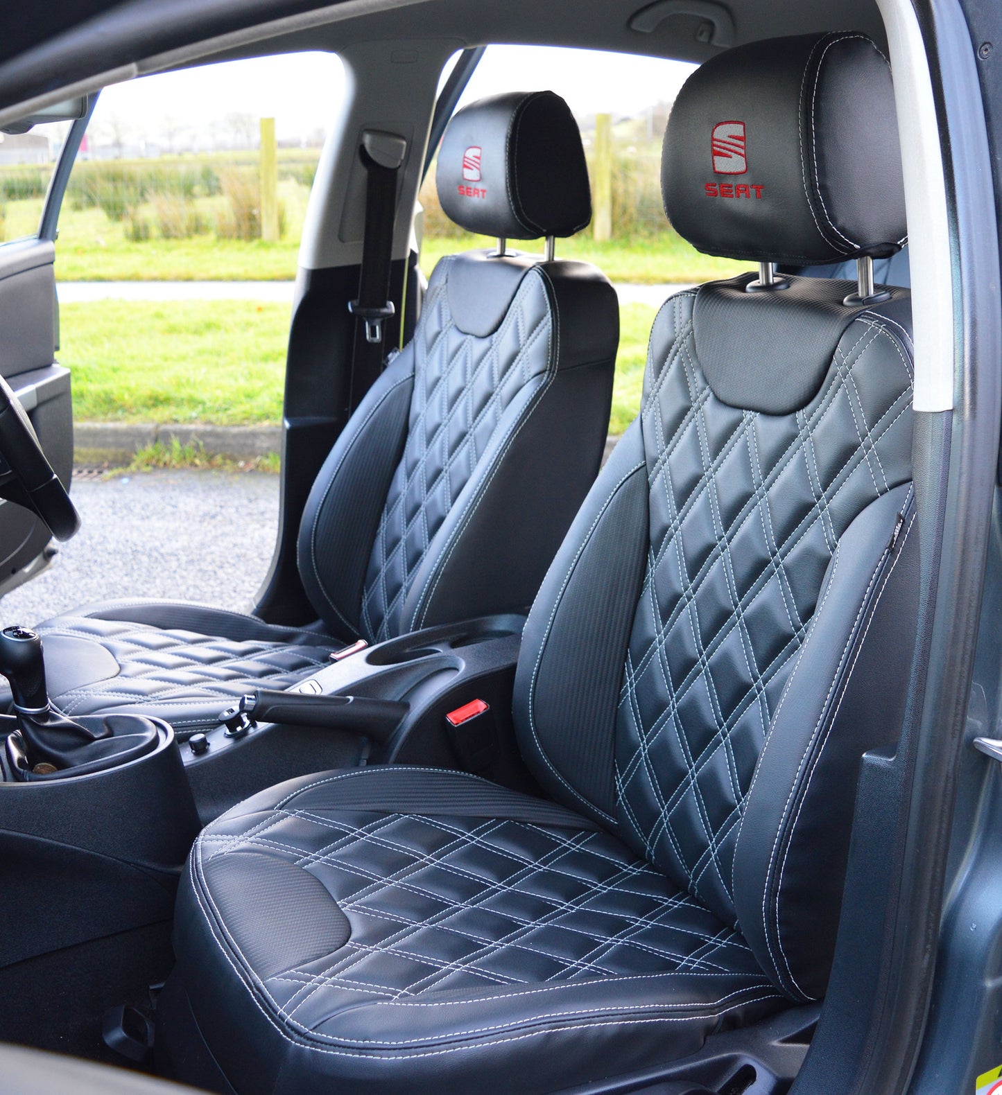 Seat Leon MK2 Tailored Leather Look Diamond Quilted Seat Covers (2005 - 2012)