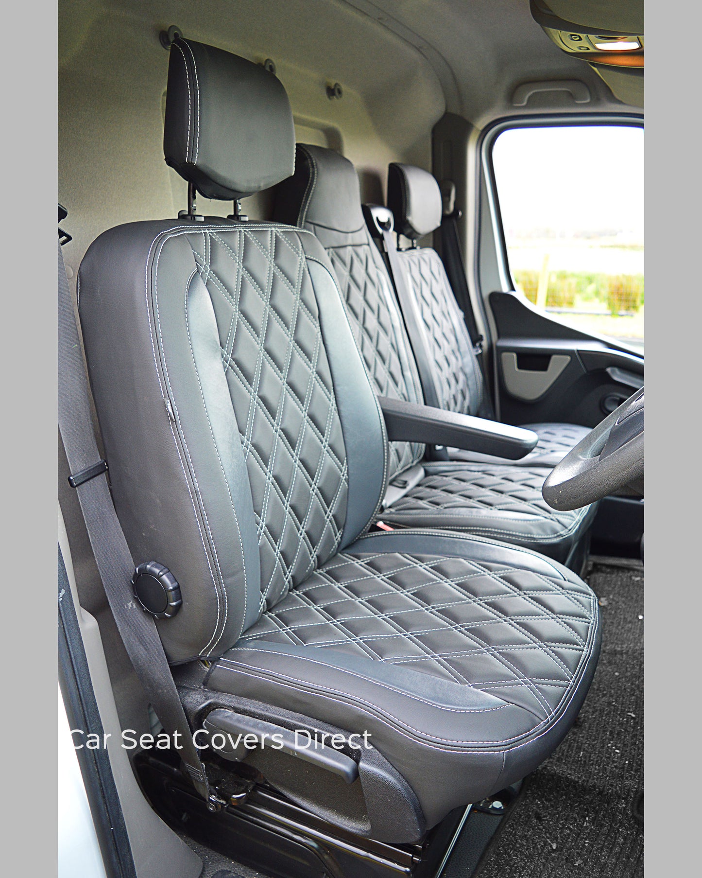 Renault Master Tailored Seat Covers - Charcoal Diamonds with Modena Grey Inserts (3rd Gen 2010+)